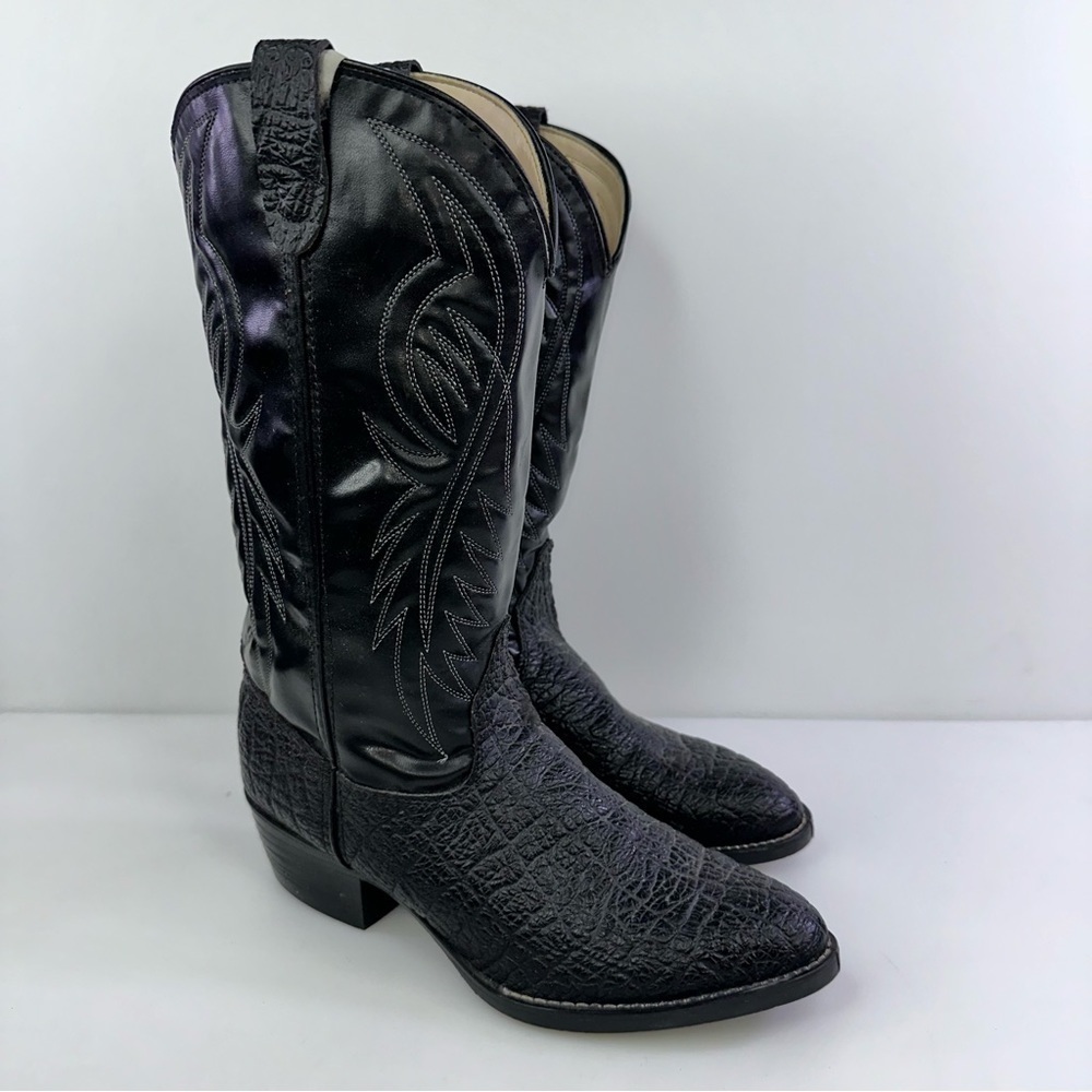 Bronco Men's WM1950 Black Almond Toe Mid-Calf Western Boots - Size 9EE
